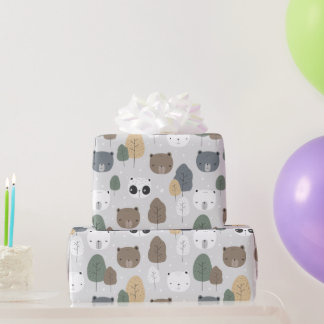 Bären im Wald Muster Panda Teddy Eisbär Geschenkpapier