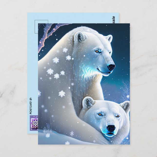 Bären im Winter, Postüberquerung Postkarte (Vorne/Hinten)