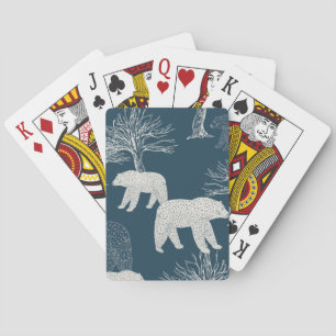Bären in der Holz-Illustration Spielkarten