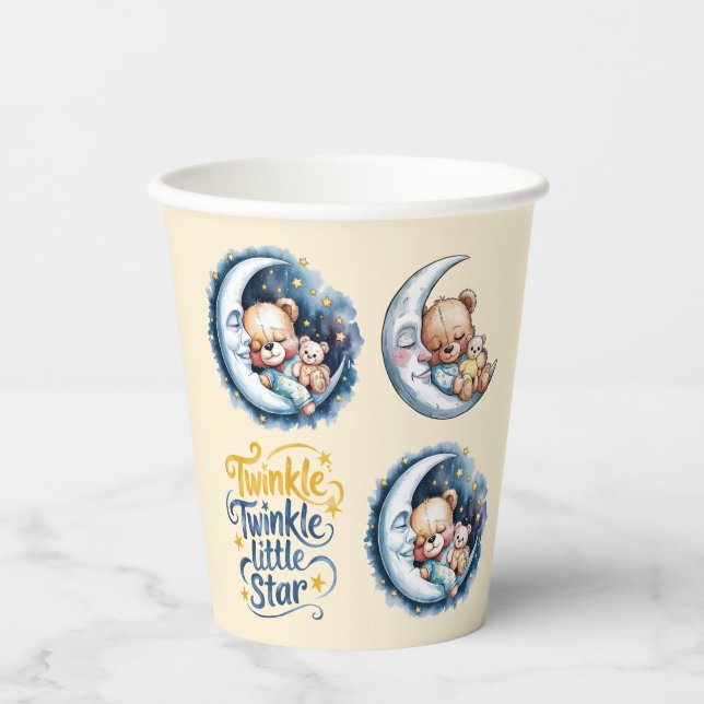 Bären in der Moonlight Boy Baby Dusche Pappbecher (Vorderseite)