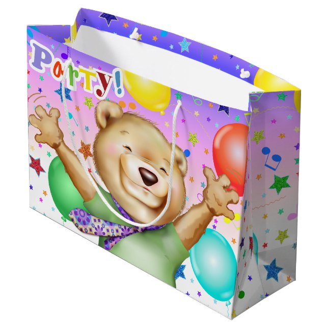 Bären in Krawatte Süße Tier Party Große Geschenktüte (Rückseite Schrägansicht)