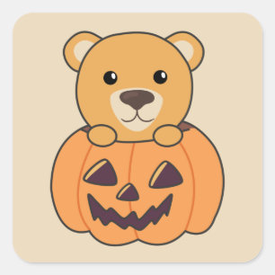 Bären in Kürkin Sweet Bears Happy Halloween Square Quadratischer Aufkleber