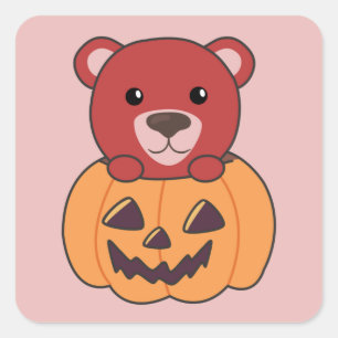 Bären in Kürkin Sweet Bears Happy Halloween Square Quadratischer Aufkleber