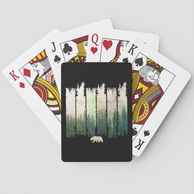 Bären in Waldlandschaft Spielkarten (Rückseite)