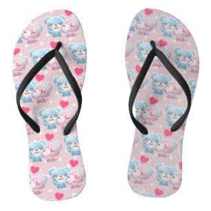 Bären küssen sich auf einem Punkte-Muster Süß Flip Flops