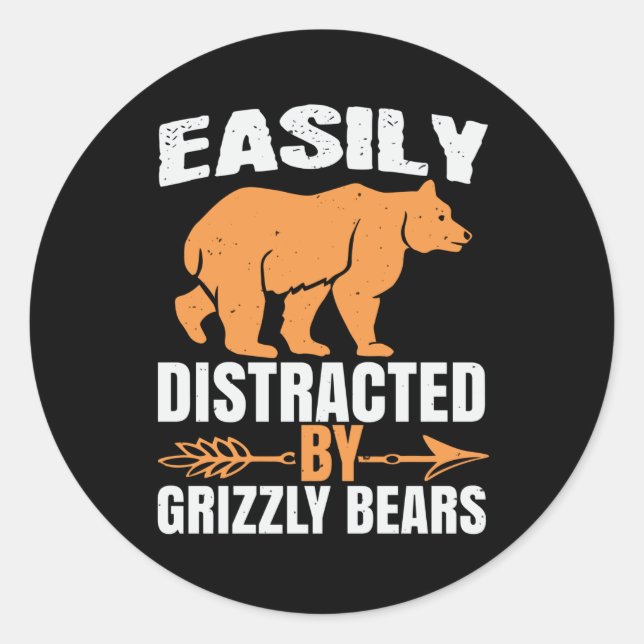 Bären - leicht von Grizzly Bären abgelenkt Runder Aufkleber (Vorderseite)