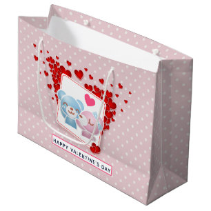 Bären mit dem Herzen küssen auf einem Polka Dot Mu Große Geschenktüte