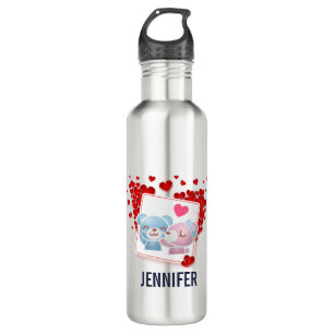 Bären mit roten Lieben überall küssen Edelstahlflasche