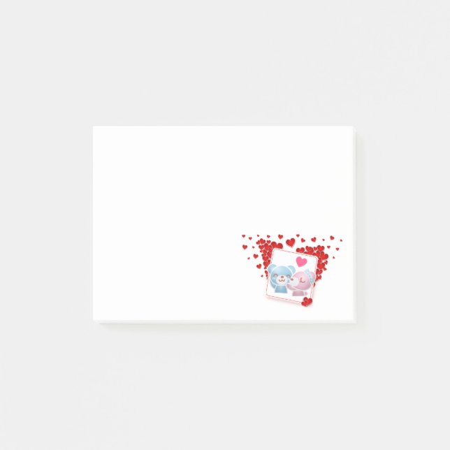 Bären mit roten Lieben überall küssen Post-it Klebezettel (Vorderseite)