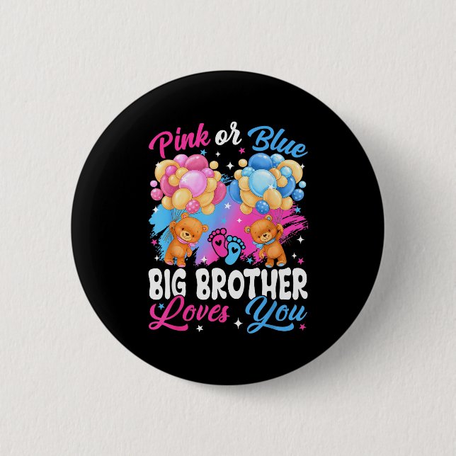Bären Nk Oder Blau Großer Bruder Liebt Dich Geschl Button (Vorderseite)