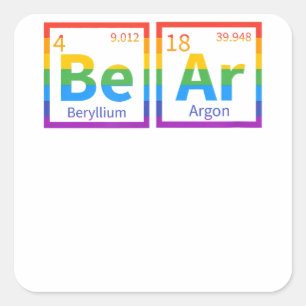 Bären Periodischer Gay Bear LGBT Pride Rainbow for Quadratischer Aufkleber