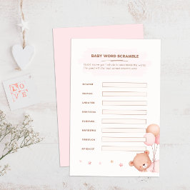 Bären & Pink Balloons Kinderdusche Word Scramble
