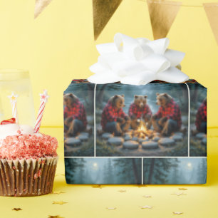 Bären Roastmarshmallows über einem Lagerfeuer Geschenkpapier