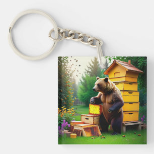 Bären-Schlüsselanhänger mit Bienenstock Schlüsselanhänger