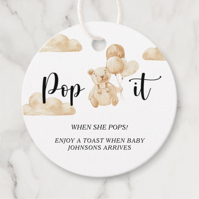 Bären Sie es, wenn sie Pop Babydusche Pop Geschenkanhänger (Vorderseite)
