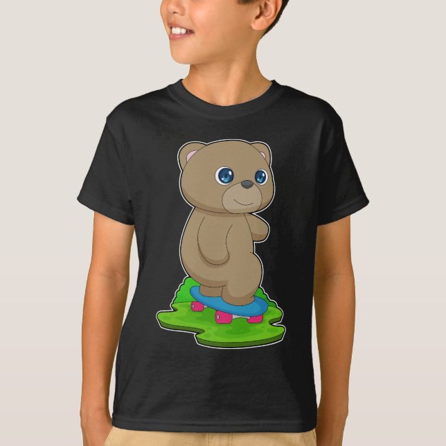 Bären-Skater-Skateboard T-Shirt (Vorderseite)