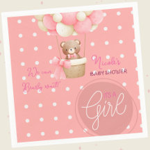 Bären-Thema Rosa Pfirsich Heißluftballon Baby Show