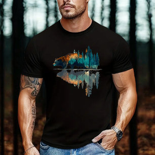 Bären Tier Natur Wald Reflexion Bäume  T-Shirt