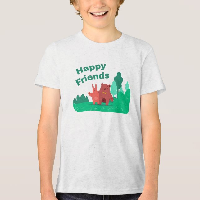 Bären und Kaninchen der besten Freunde Tri-Blend Shirt (Vorderseite)
