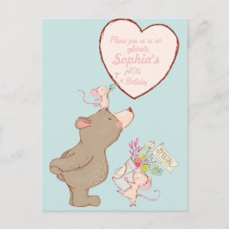 Bären- und Maus-Kinder zum Geburtstag Einladung