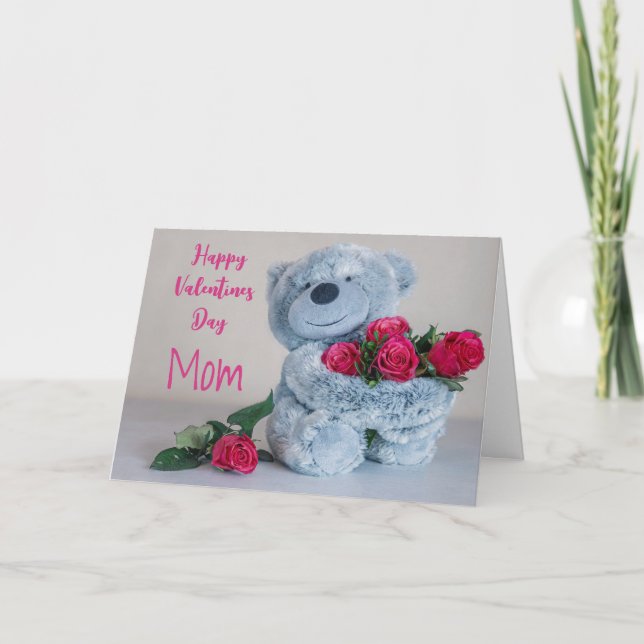 Bären und Rose Mama Valentine Karte (Vorderseite)