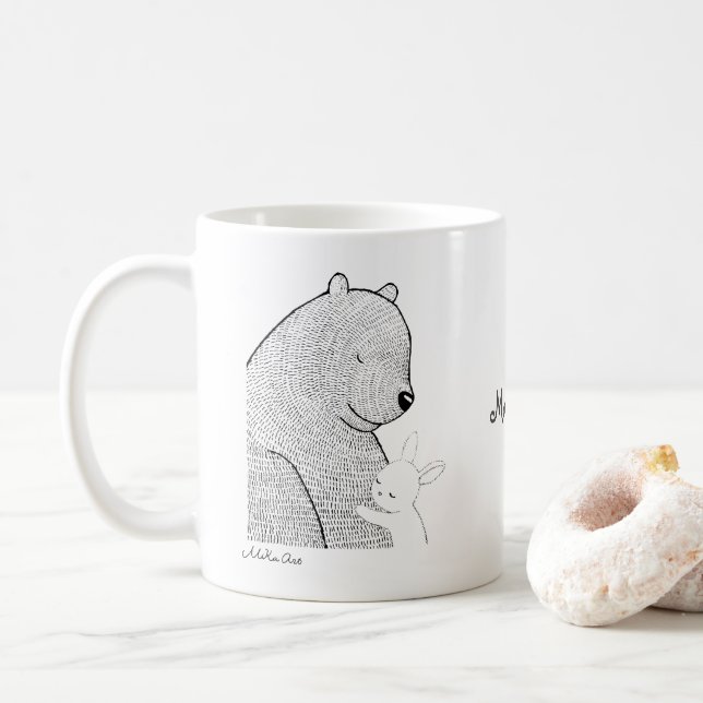 Bären und Sonnenhasen, Niedliche Waldtiere Kaffeetasse (Mit Donut)