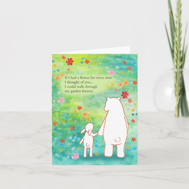 Bären und Sonnenjubiläum Valentinische Wildblumen Karte (Vorderseite)