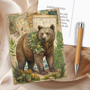 Bären Vintage Rustikale Wälder Natur Wildtiere Postkarte