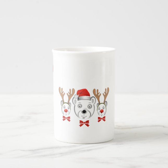 Bären Weihnachts-Knochen-China Tasse (Vorderseite)