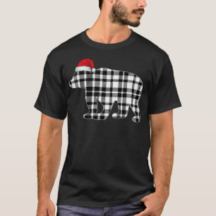 Bären Weihnachts-Shirt Schwarz-Weiß Buffalo Karier T-Shirt