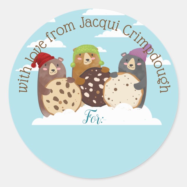Bären Weihnachtskekse personalisiert von Runder Aufkleber (Vorderseite)
