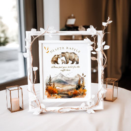 Bärenabenteuer Fall Mountain Windeln Babydusche Poster