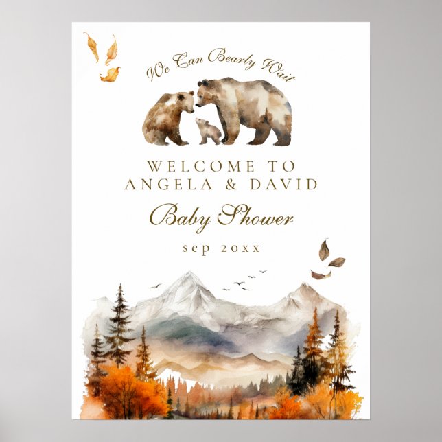 Bärenabenteuer Fall Neutrale Babydusche Poster (Vorne)
