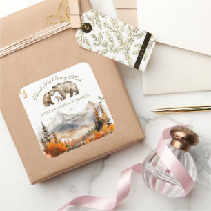 Bärenabenteuer Fall Neutrale Babydusche Quadratischer Aufkleber