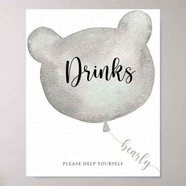 Bärenballon Drinks helfen sich selbst Poster (Vorne)