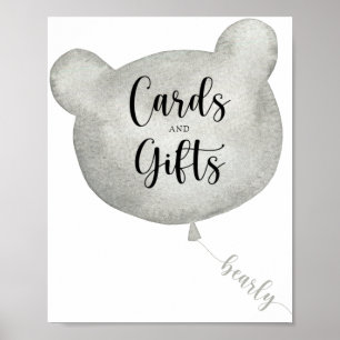 Bärenballonkarten und Geschenke Babyduschposter Poster