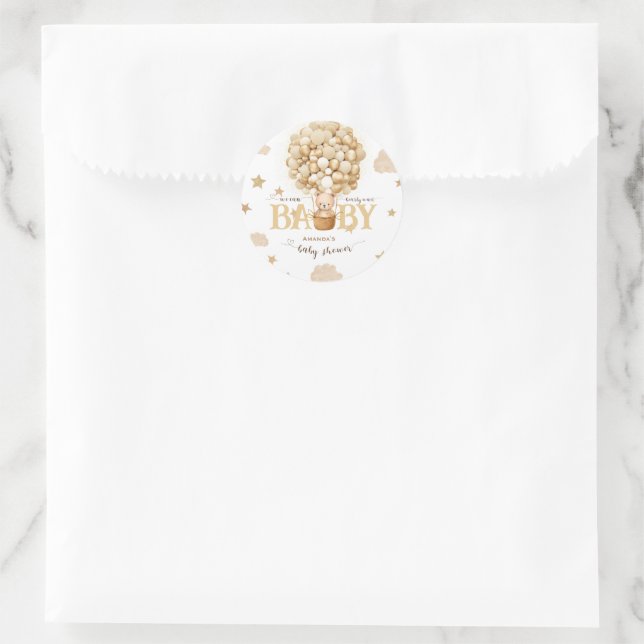 Bärenballons Beige Neutral Runder Aufkleber (Tasche)
