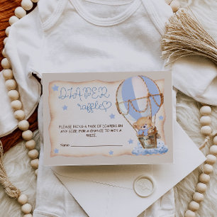 Bärenballons Blau Boho Windel-Raffle Begleitkarte