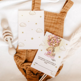 Bärenballons Windeln Raffle Boho Pink Begleitkarte