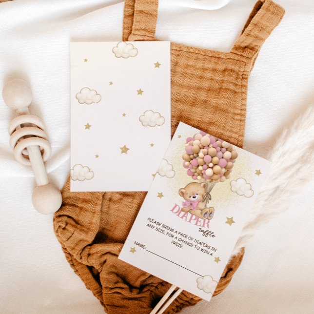 Bärenballons Windeln Raffle Boho Pink Begleitkarte (Von Creator hochgeladen)