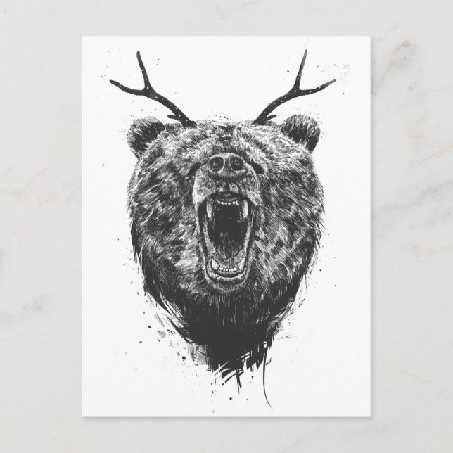 Bärenbär mit Geweih Postkarte (Vorderseite)