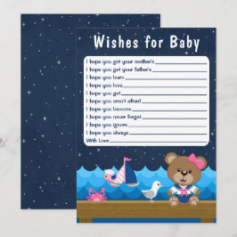 Bärenbraun, rosa und Navy wünscht sich ein Baby Einladung