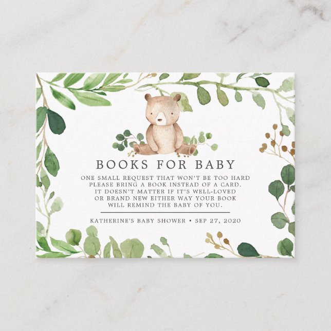 Bärenbücher für Babyduschkarte Begleitkarte (Vorderseite)
