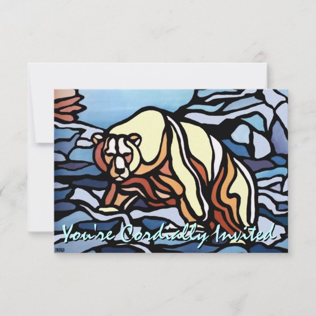 Bäreneinladungen Personalisiert Polar Bear Art Car Einladung (Vorderseite)