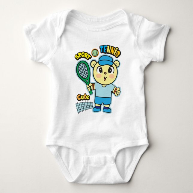 Bärenennisspieler Baby Strampler (Vorderseite)