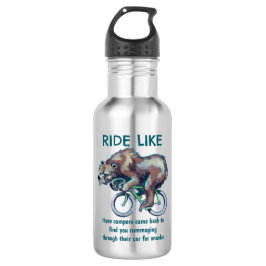 Bärenfahrt mit dem Fahrrad Motivierend Edelstahlflasche