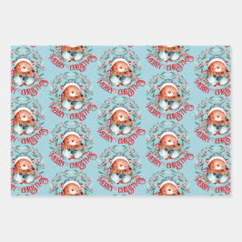 Bärenfamilie Frohe Weihnachtsblau rot Geschenkpapier Set