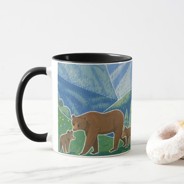 Bärenfamilie im Tal Becher Tasse (Mit Donut)