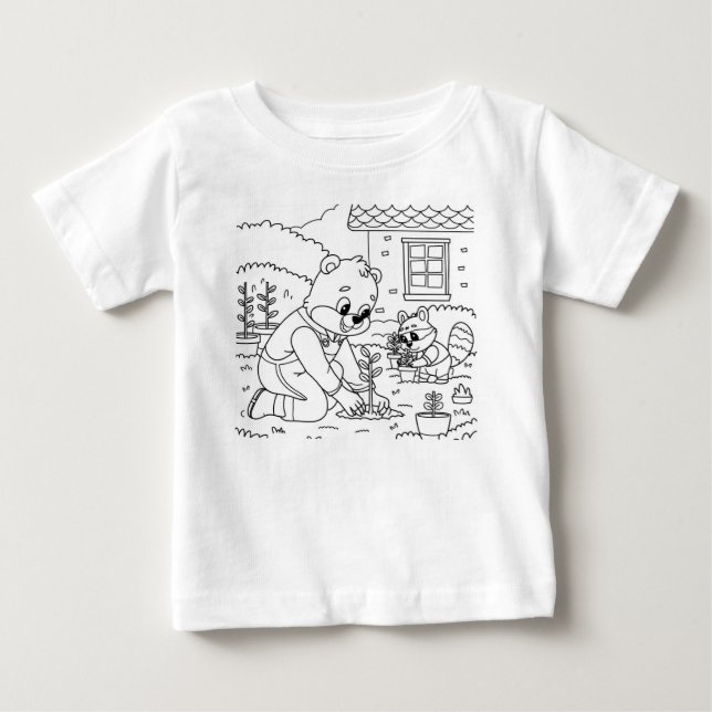 Bärenfamilie und Rabit-Mama-Cartoon Baby T-shirt (Vorderseite)