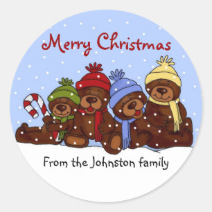 Bärenfamilie Weihnachtsaufkleber Runder Aufkleber